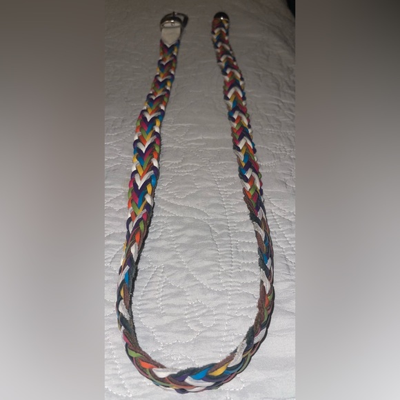 Capezio women’s Made in Argentina Multi Colored Rainbow Braided Leather Belt - Picture 3 of 4
